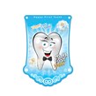 ریسه پرچمی تم تولد سور ساتان طرح دندونی پسرانه مدل Happy First Tooth