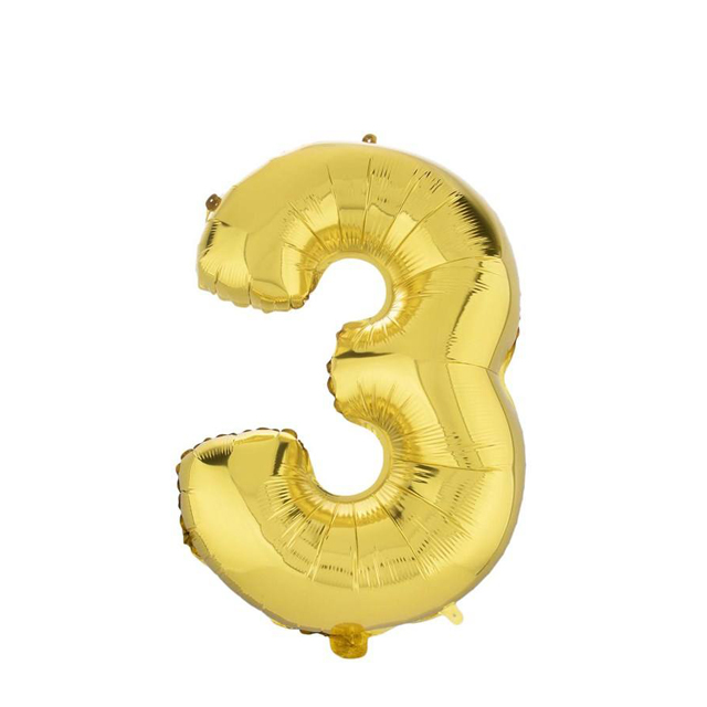 بادکنک فویلی عدد 3 طلایی 32 اینچی