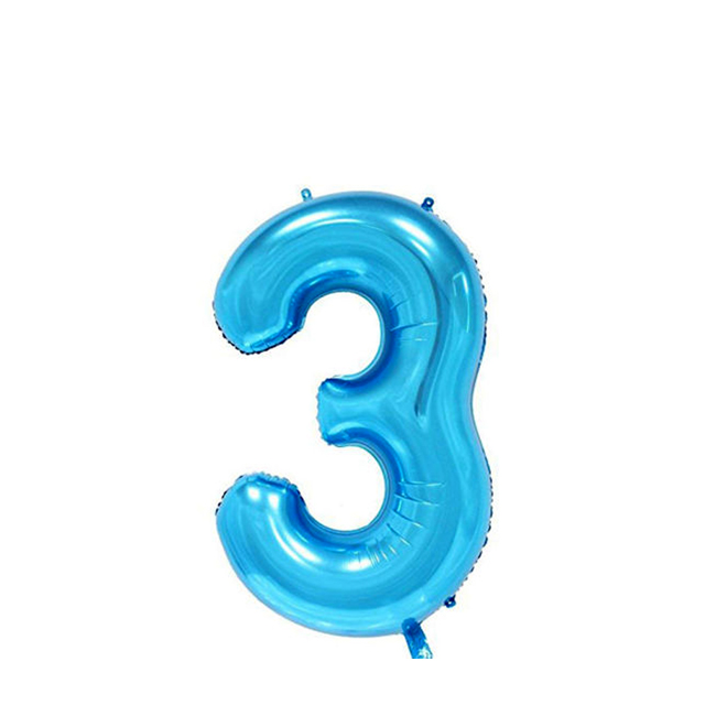 بادکنک فویلی عدد 3 آبی 32 اینچی