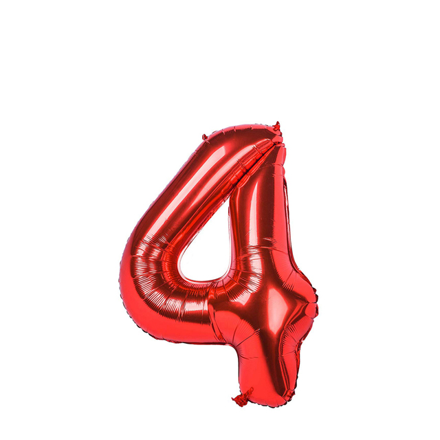بادکنک فویلی عدد 4 قرمز 32 اینچی