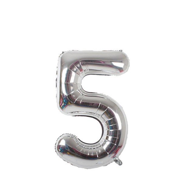 بادکنک فویلی عدد 5 نقره ای 32 اینچی
