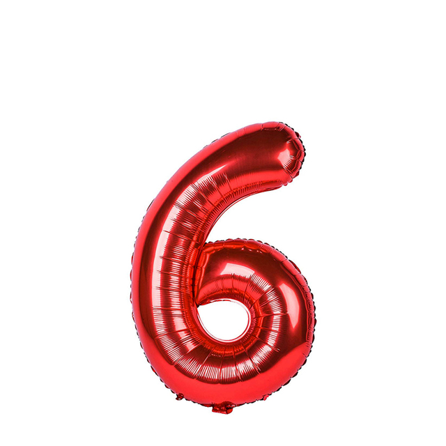 بادکنک فویلی عدد 6 قرمز 32 اینچی