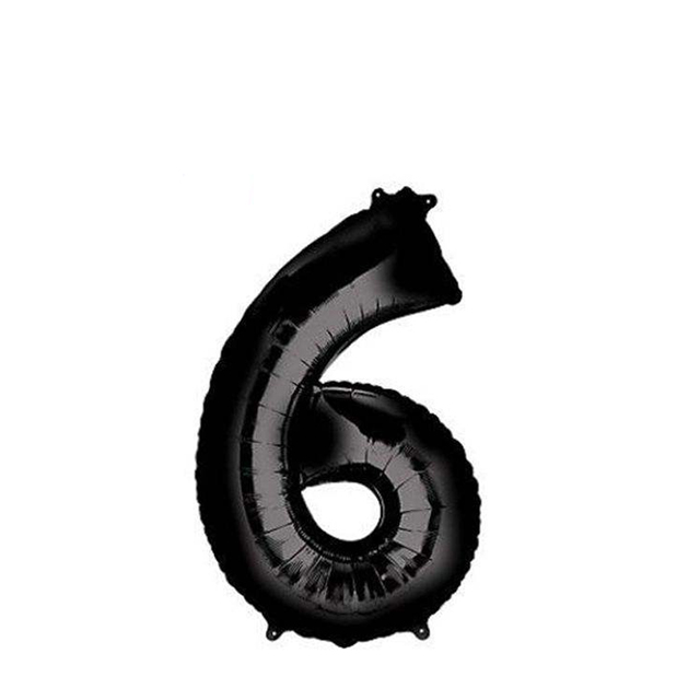 بادکنک فویلی عدد 6 مشکی 32 اینچی