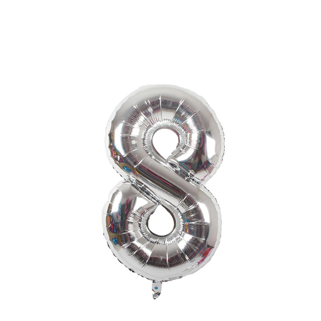 بادکنک فویلی عدد 8 نقره ای 32 اینچی
