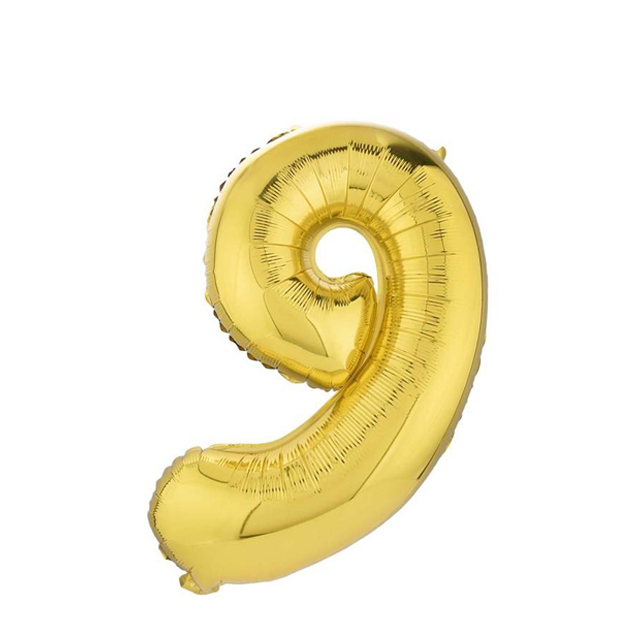 بادکنک فویلی عدد 9 طلایی 32 اینچی