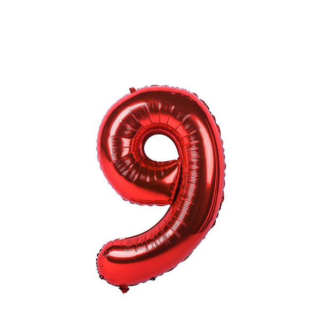بادکنک فویلی عدد 9 قرمز 32 اینچی