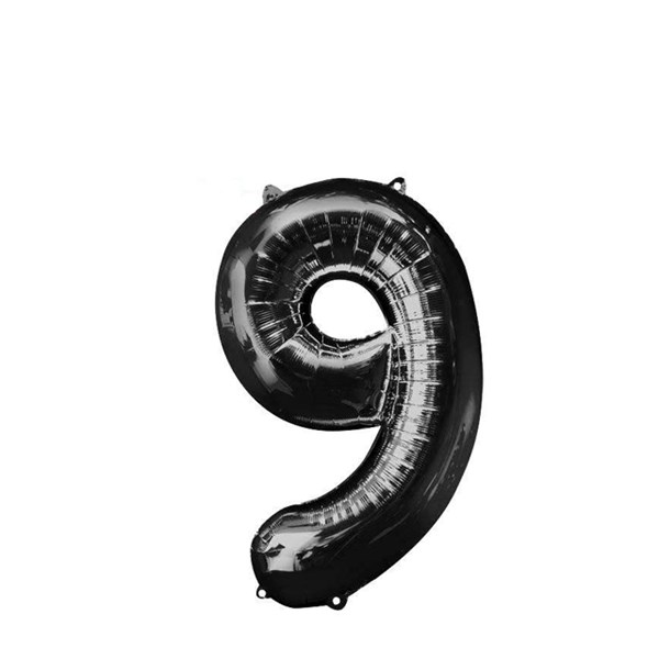 بادکنک فویلی عدد 9 مشکی 32 اینچی