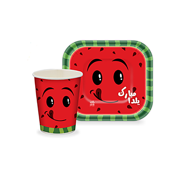 ست بشقاب و لیوان طرح یلدا مبارک کد 84