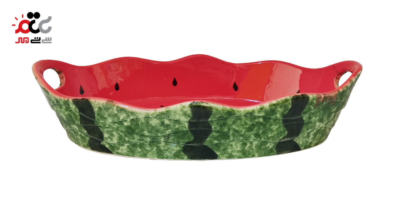 میوه خوری سفالی دسته دار طرح هندوانه شب یلدا کد 05