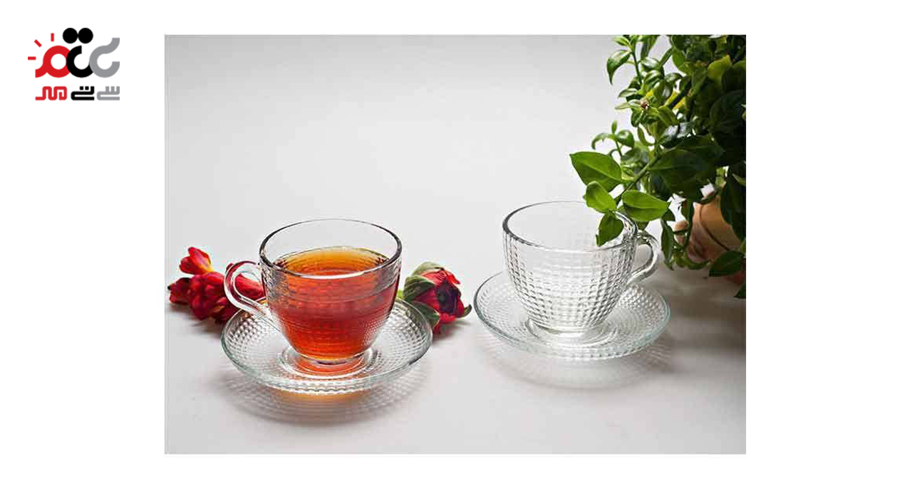 فنجان و نعلبکی بلور کاوه مدل ونیز بسته 6 عددی