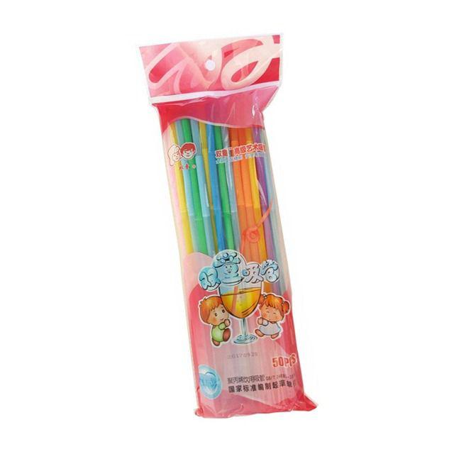نی نوشیدنی مدل رنگارنگ بسته 50 عددی