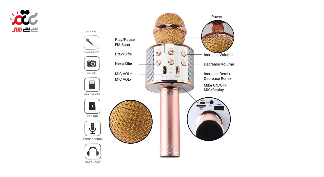 میکروفون اسپیکر بلوتوث مدل ws-858