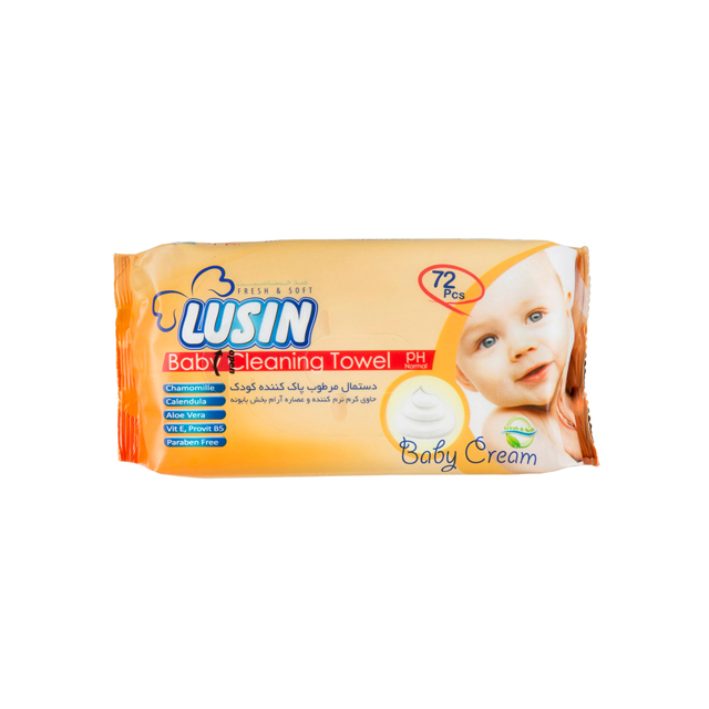 دستمال مرطوب پاک کننده کودک لوسین 72 عددی
