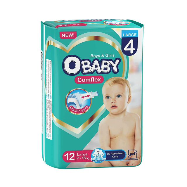 پوشک بچه او بیبی سایز 4 تعداد 12 عددی