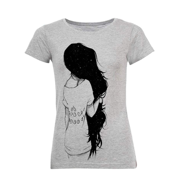 تیشرت زنانه طرح Black Hair Girl