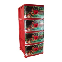 دراور پلاستیکی جهرمی طرح عروسکی مدل 4 طبقه 4 کشو