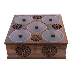 باکس چای چوبی مدل 5 خانه