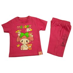 ست تیشرت و شلوارک دخترانه صورتی مدل MELODY سایز 30