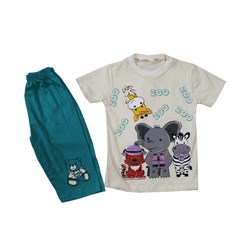 ست تیشرت و شلوار بچگانه سفید طرح ZOO سایز 50