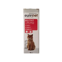 شربت مولتی ویتامین گربه و بچه گربه یوروپت مدل MULTIVIT حجم 50 میلی لیتری