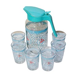 سرویس پارچ و لیوان 7 پارچه طرح گل دار 