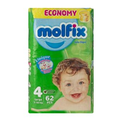 پوشک کودک اقتصادی مولفیکس سایز 4 بسته 62 عددی