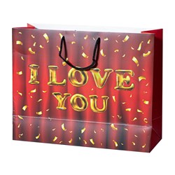 ساک دستی گلاسه طرح I Love Youسایز 33×26 سانتی متری