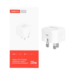 شارژر دیواری سه پین فست و PD تک پورت Tranyoo مدل T-AP3 20W - سفید