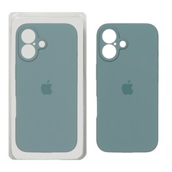 قاب سیلیکونی پاک کنی محافظ لنزدار اورجینال Apple iPhone 16 - سبز دریایی (پک اصلی)
