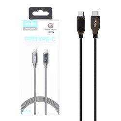 کابل شارژ فست VABI Type-C To Type-C مدل CA48 100W - مشکی (به همراه نمایشگر دیجیتال )