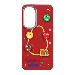 قاب Texture عروسک برجسته m&m مدل Samsung Galaxy S24 FE - قرمز
