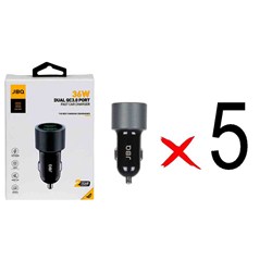 شارژر فندکی فست دو پورت JBQ مدل CC-736 36W - مشکی (گارانتی یکساله رصاصی) (بسته 5 عددی)