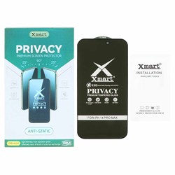 محافظ صفحه نمایش شیشه ای Full Cover XMART Privacy مدل Apple iPhone 14 pro max - مشکی (پک دار)