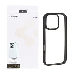 قاب اورجینال Spigen با توری اسپیکر فلزی Apple iPhone 16 Pro - شفاف مشکی (پک دار)