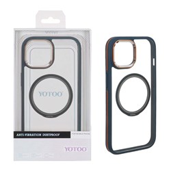 قاب اورجینال Yotoo شفاف MagSafe لنز فلزی Apple iPhone 15 / iPhone 14 / iPhone 13 - سرمه ای (پک دار) - NTC