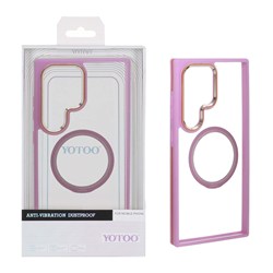 قاب اورجینال Yotoo شفاف MagSafe لنز فلزی Samsung Galaxy S24 Ultra - یاسی (پک دار) - NTC