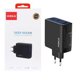 شارژر دیواری PD 100W و فست سه پورت Hiska مدل H-156EU  - مشکی