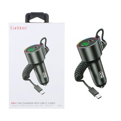 شارژر فندکی PD و فست دو پورت Earldom مدل CC44 83W - مشکی(کابل رابط متصل Type-c)
