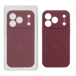 قاب سیلیکونی پاک کنی محافظ لنزدار اورجینال Apple iPhone 17 Pro - زرشکی (پک اصلی)