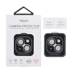 محافظ لنز رینگی اورجینال Yesido WB27 شابلون دار Apple iPhone 15 / iPhone 15 Plus - نقره ای (پک دار)