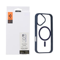 قاب اورجینال Magsafe Spigen با توری اسپیکر فلزی Apple iPhone 16 - سرمه ای (پک دار)