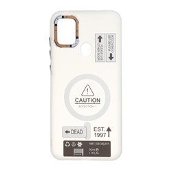 قاب Caution دور مات طرح مگ سیف Samsung Galaxy A11 / M11 - سفید