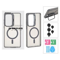 قاب Case Pro لنز آلومینیومی مات Magsafe با ست محافظ لنز رینگی مدل Samsung Galaxy S25 Ultra - خاکستری (پک دار)