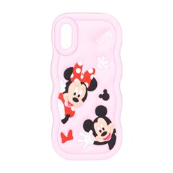 قاب سیلیکونی کنگره ای Mickey Minnie برجسته فانتزی Apple iPhone X / iPhone XS - صورتی روشن