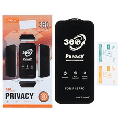 محافظ صفحه نمایش شیشه ای Full Cover Mietubl 360 Privacy مدل Apple iPhone 15 Pro (پک دار) - NTC