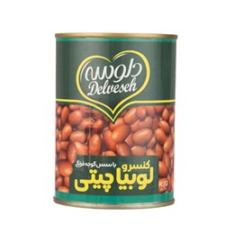 کنسرو لوبیا چیتی با سس گوجه فرنگی دلوسه 400 گرمی