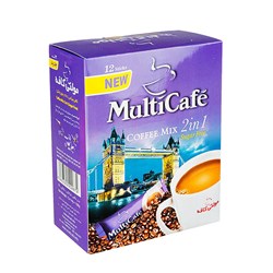 پودر کافی میکس 2 در 1 بدون شکر مولتی کافه بسته 12 عددی