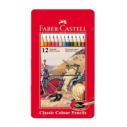 مداد رنگی تخت فلز فابر کاستل مدل Classic بسته 12 عددی