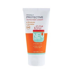 کرم ضد آفتاب بی رنگ 50 درصد نئودرم مدل هایلی پروتکتیو 50 میلی لیتری