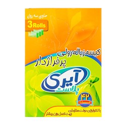 کیسه زباله رولی پرفراژدار آیری پلاست مشکی سایز متوسط 42 عددی